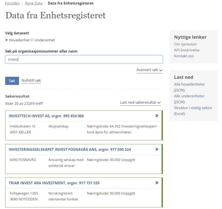 Norwegian business data Making it easy to use euBusinessGraph